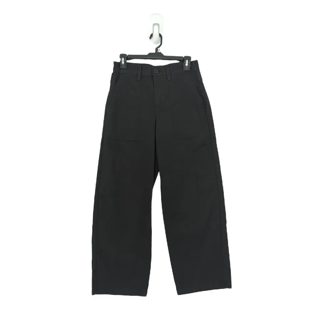 Agolde Women 24 Daria Utility Pants Black Lightweight Straight Leg Cropped Cargo